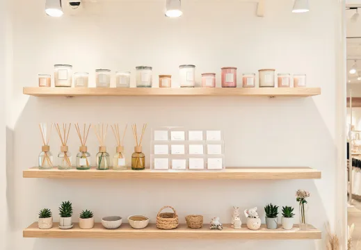 Lifestyle retail candle shelf